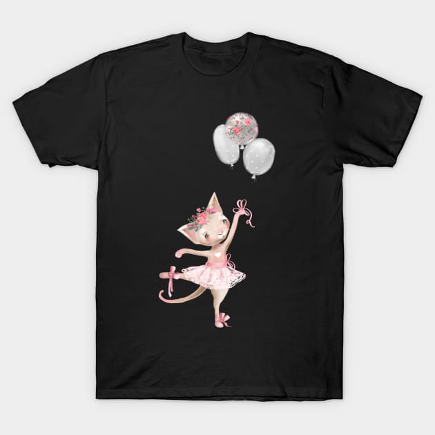 Kitten Ballerina Cat Ballerina T-Shirt by StacysCellar